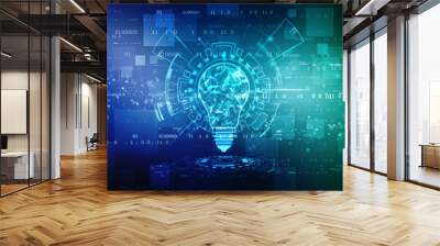 bulb future technology, innovation background, creative idea concept Wall mural