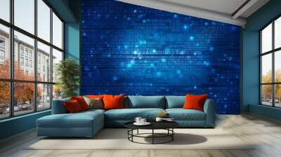 Digital Abstract technology background, binary code background. 3d rendering Wall mural