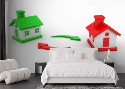 House exchange, Real estate concept. 3d rendering Wall mural