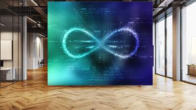 Infinity symbol in binary digital background Wall mural