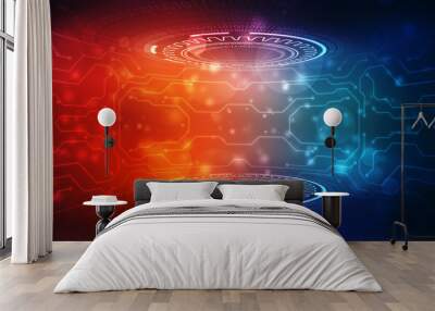 Technology abstract background with processing data, futuristic background, cyberspace Concept Wall mural