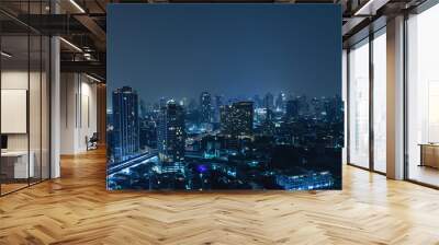 Modern Bangkok city at night Wall mural