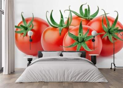 fresh red tomatoes isolated on a white background, macro tomato studio photo, clipping path Wall mural