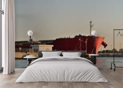 industrial port with ship and  heavy duty crane   brindisi.  Wall mural