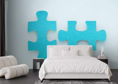 Two pieces of a puzzle piece on a white background. Wall mural