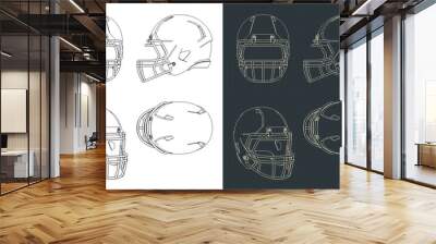 American football helmet blueprints Wall mural