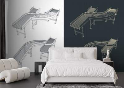 Diverging conveyor blueprints Wall mural