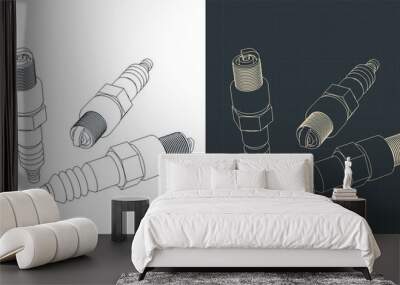 Spark Plug Blueprints Wall mural