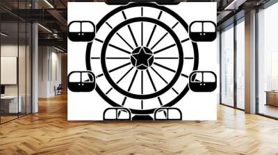 amusement illustration carnival silhouette fun logo ferris icon park outline wheel entertainment ride holiday fair attraction leisure festival carousel shape of ride holiday for vector graphic backgro Wall mural