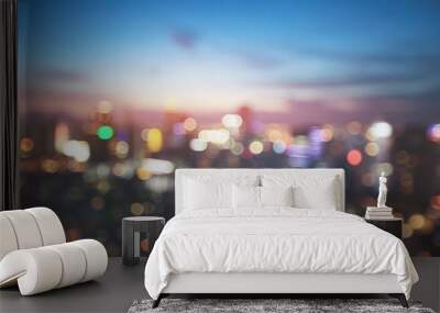 blurred bokeh light in city on night background Wall mural