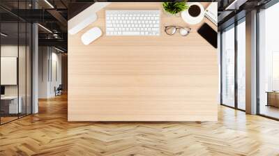 workspace with copy space on top view Wall mural