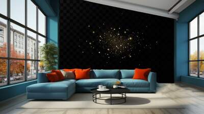 dust sparks and stars shine with a special light. christmas light effect. glittering particles of ma Wall mural