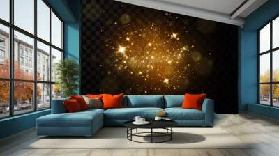 Glittering particles of fairy dust. dust particle sparkling glitter. background.Glowing light effect with glitter particles isolated. Wall mural