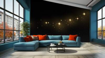 Glow light effect.  Vector sparkles on a transparent background. Christmas light effect. Sparkling magical dust particles.The dust sparks and golden stars shine with special light. Wall mural