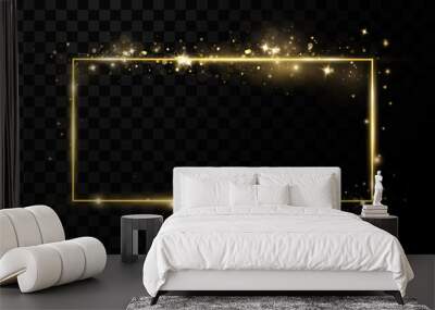 Gold frames for text. Blank abstract banner layout.Background with gold sparkles and glitter effect. Wall mural