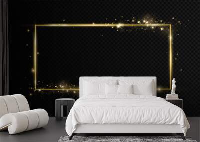 Gold frames for text. Blank abstract banner layout.Background with gold sparkles and glitter effect. Wall mural