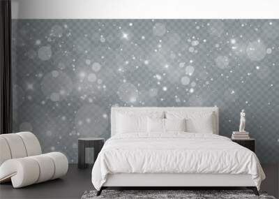 Light effect with glitter particles.Christmas dust.White sparks shine with special light. Wall mural