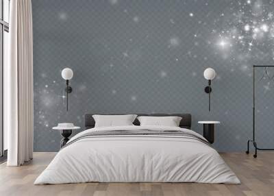 Light effect with glitter particles.Christmas dust.White sparks shine with special light. Wall mural