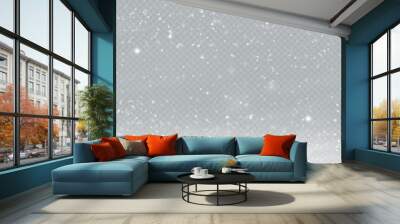 Light effect with glitter particles.Christmas dust.White sparks shine with special light. Wall mural