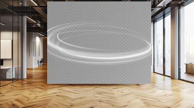 Light white Twirl. Curve light effect of white line. Glowing white spiral. The effect of high-speed abstract lines. Rotating shiny rings.	 Wall mural