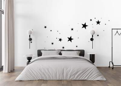 Stars on a white background. Black star shooting with an elegant star.Meteoroid, comet, asteroid, stars. Wall mural