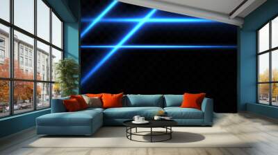 Vector illustration of a blue color. Light effect. Abstract laser beams of light. Chaotic neon rays of light . Wall mural