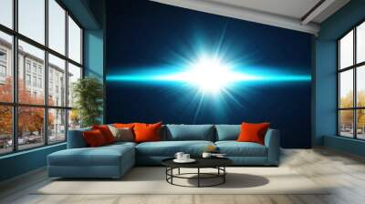 Vector illustration of a blue color.Glow light effect. Vector illustration. Christmas flash. dust,shining sun, bright flash.  Wall mural