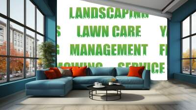 Landscaping Terms with Grass Cutouts | Lawn Care Logo Elements | Stylized Type for Yard Maintenance Services | Landscaper Clipart | Gardener Icons Wall mural