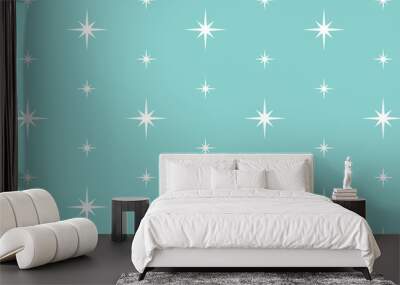 Retro 50s Starburst Pattern in Vintage Turqoise | Seamless Vector Wallpaper | Repeating Fifties Atomic Design Wall mural