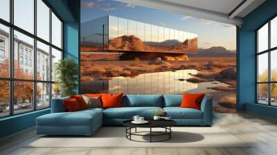 Mirror building in the desert Wall mural