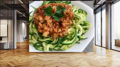 Zucchini pasta and vegan bolognese made with texturized soya Wall mural