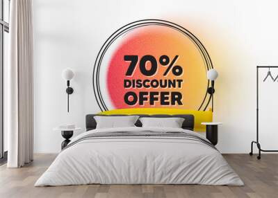 70 percent discount tag. Hand drawn round frame gradient banner. Sale offer price sign. Special offer symbol. Discount ribbon message. 3d quotation banner. Text balloon. Vector Wall mural