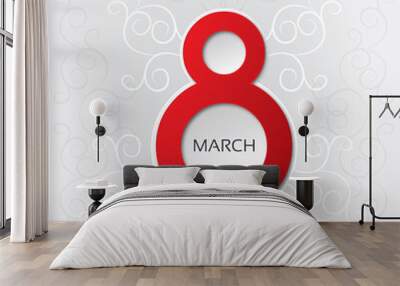 8 march Women's Day card with pattern Wall mural