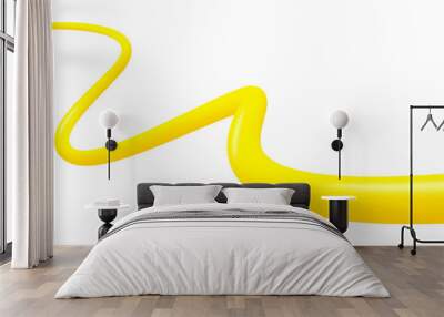 Abstract 3d curve line. Vibrant gradient liquid blended fluid. 3d blend stripe path. Creative yellow fluid shape design. Futuristic zig zag wave concept. Abstract vector background Wall mural