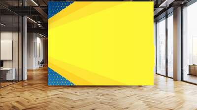 Abstract background with modern futuristic graphic. Yellow background with stripes. Dotted texture poster design, yellow and blue banner. Geometric pattern template with yellow solar effect. Vector Wall mural