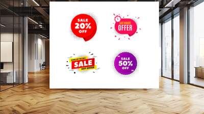 Banner badge. Special offer discount tags. Coupon sale shape templates. Cyber monday sale discounts. Black friday shopping icons. Best ultimate offer badge. Super discount icons. Vector banners Wall mural