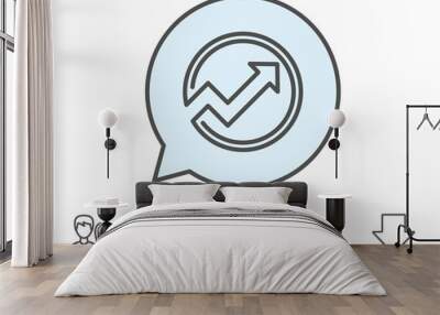 Chart line icon. Report graph or Sales growth sign in circle. Analysis and Statistics data symbol. Report, Sale Coupons and Chart line signs. Download, Group icons. Editable stroke. Vector Wall mural