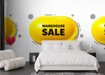 Chat speech bubble 3d icons. Warehouse sale tag. Special offer price sign. Advertising discounts symbol. Warehouse sale chat offer. Speech bubble banners. Text box balloon. Vector Wall mural