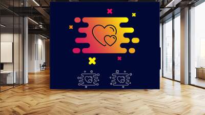 Couple Love line icon. Two Hearts sign. Valentines day symbol. Gradient banner with line icon. Abstract shape. Vector Wall mural