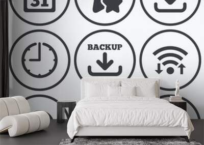 Download and Backup signs. Calendar, rotation Wall mural