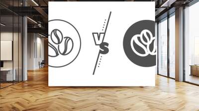 Hot drink sign. Versus concept. Coffee beans line icon. Whole bean beverage symbol. Line vs classic coffee-berry beans icon. Vector Wall mural