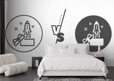 Launch Project sign. Versus concept. Out of the box line icon. Startup symbol. Line vs classic innovation icon. Vector Wall mural