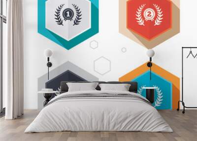 Laurel wreath award icons. Prize for winner. Wall mural