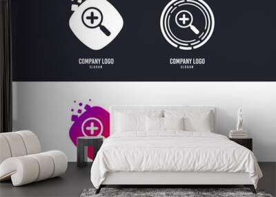 Logotype concept. Magnifier glass sign icon. Zoom tool button. Navigation search symbol. Logo design. Colorful buttons with icons. Vector Wall mural