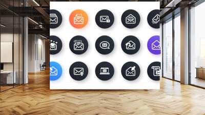 Mail message icons. Newsletter, E-mail, Correspondence. Communication classic icon set. Circle web buttons. Vector Wall mural