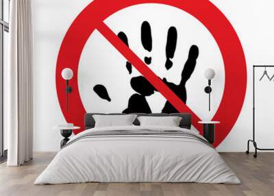 No Hand print sign icon. Stop symbol. Wall mural