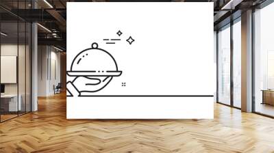 Restaurant food line icon. Continuous one line with curl. Dinner sign. Hotel room service symbol. Restaurant food single outline ribbon. Loop curve pattern. Vector Wall mural