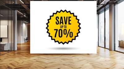 Save up to 70%. Discount Sale offer price sign. Special offer symbol. Star button. Graphic design element. Vector Wall mural