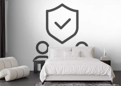 Security agency line icon. Body guard sign. Private protection symbol. Quality design element. Editable stroke. Linear style security agency icon. Vector Wall mural