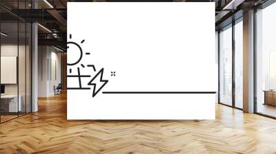 Solar panels line icon. Electricity sun energy sign. Lightning bolt symbol. Minimal line illustration background. Solar panels line icon pattern banner. White web template concept. Vector Wall mural